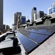 View of the renovated Sydney town hall featuring architecture, building, city, condominium, daylighting, daytime, downtown, metropolis, metropolitan area, roof, skyline, skyscraper, technology, tower block, urban area, black