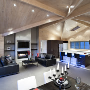 Interior view of this modern home - Interior ceiling, interior design, living room, lobby, gray