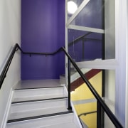 View of the stairway - View of the architecture, glass, handrail, interior design, stairs, gray