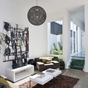 View of this modern home - View of apartment, ceiling, furniture, home, house, interior design, living room, room, table, gray