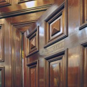 View of lifts in the renovated historic Sydney cabinetry, ceiling, door, hardwood, wall, wood, wood stain, brown