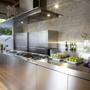 View of a kitchen which features stainless steel countertop, interior design, kitchen, gray