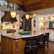 View of a remodeled breakfast room and kitchen cabinetry, countertop, cuisine classique, home, interior design, kitchen, room, brown