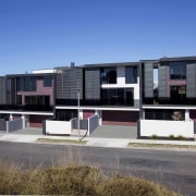 Exterior view of the townhouses - Exterior view apartment, architecture, building, condominium, elevation, facade, home, house, property, real estate, residential area, blue