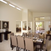 View of a contemporary home by Golden Edge dining room, interior design, living room, property, real estate, room, table, gray, brown