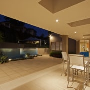 View of this contemporary home by Denton Homes apartment, ceiling, estate, home, house, interior design, lighting, living room, lobby, property, real estate, window, orange, brown