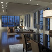 View of this contemporary apartment that has been ceiling, interior design, lobby, black, gray