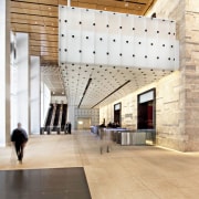 Interior view of the lobby area at the architecture, ceiling, daylighting, floor, flooring, interior design, lobby, tile, tourist attraction, white, orange