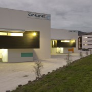 View of a logistics centre designed by Cymon architecture, real estate, gray, brown