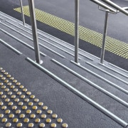 View of a stairway at Eden Park which asphalt, guard rail, infrastructure, lane, line, material, mesh, metal, road surface, steel, structure, gray
