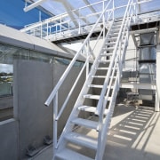 View of the roof of the south stand stairs, steel, structure, gray
