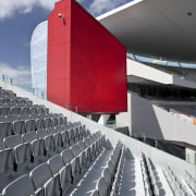 View of the stands at Eden Park which architecture, building, line, product design, sport venue, stadium, structure, gray