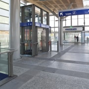 View of the upgraded New Market Station where building, metropolitan area, train station, transport, gray