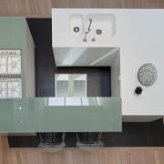 View of contemporary home within a 3-storey atrium furniture, product design, table, gray, brown