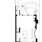 View of contemporary home within a 3-storey atrium angle, architecture, area, black and white, design, diagram, drawing, elevation, floor plan, font, line, plan, product, product design, schematic, square, structure, technical drawing, white