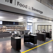 View of the front-of-house of a kitchen at interior design, gray, black