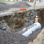 view of the construction of the newly upgraded construction, foundation, geological phenomenon, soil, gray