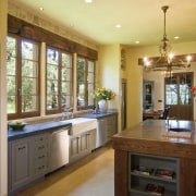 View of kitchen with old-style hearth, clay tile cabinetry, countertop, cuisine classique, interior design, kitchen, real estate, room, brown, orange