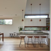 01 Step Down House - architecture | ceiling architecture, ceiling, classroom, daylighting, furniture, house, interior design, room, table, gray