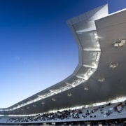 View of the new South Stand at the air travel, architecture, arena, atmosphere of earth, fixed link, sky, sport venue, stadium, structure, blue