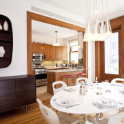 This house was remodeled by Architect Brian J. dining room, interior design, real estate, table, white