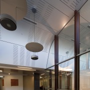 Interior view of the Poshe Centre which features architecture, ceiling, daylighting, glass, gray