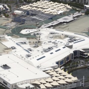 View of sails by Greenline Shade and Shelter aerial photography, bird's eye view, city, residential area, roof, structure, suburb, urban area, urban design, white, gray