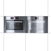 View of a minimal kitchen which features white home appliance, kitchen appliance, major appliance, product, product design, white