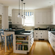 View of kitchen with light-toned cabinets and dark-toned cabinetry, countertop, cuisine classique, interior design, kitchen, room, gray