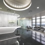 View of the Accenture office in Kuala Lumpur, architecture, ceiling, daylighting, interior design, lobby, gray, black, white