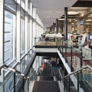 View of the Christchurch City Council building, with building, metropolitan area, gray, black, white