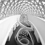 View of new art museum designed to house architecture, black and white, building, daylighting, design, line, monochrome, monochrome photography, product design, structure, white, black