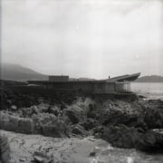 View of the oceanfront Butterfly House in Carmel black and white, monochrome, monochrome photography, sea, sky, water resources, white, black