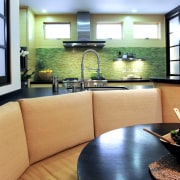 View of kitchen and dining area with Japanese home, interior design, living room, real estate, room, window, orange