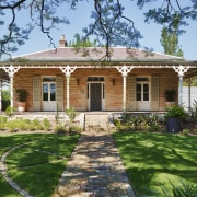 Exterior view of renovated period home. - Exterior backyard, cottage, estate, facade, farmhouse, grass, historic house, home, house, landscape, mansion, outdoor structure, property, real estate, residential area, villa, yard, green