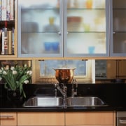 View of remodeled kitchen in a Park Avenue cabinetry, countertop, cuisine classique, glass, interior design, kitchen, under cabinet lighting, window, gray