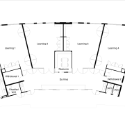 View of Remarkables Primary School in Queenstown. - angle, area, black and white, design, diagram, drawing, floor plan, font, line, plan, product, product design, structure, text, white