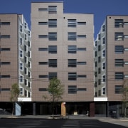 View of the Boston University student accommodation in apartment, architecture, building, city, commercial building, condominium, corporate headquarters, daytime, downtown, elevation, facade, home, house, metropolis, metropolitan area, mixed use, neighbourhood, property, real estate, residential area, sky, skyscraper, suburb, tower block, town, urban area, window, gray, black
