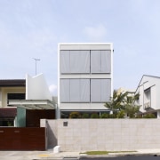 This house, designed by Han Loke Kwang of architecture, building, facade, home, house, property, residential area, sky, white