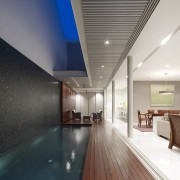 This house, designed by Han Loke Kwang of architecture, ceiling, daylighting, house, interior design, real estate, black, white