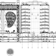 View of the Shanghai International Cruise Terminal. area, black and white, design, diagram, drawing, font, line, monochrome, music, product design, structure, text, white