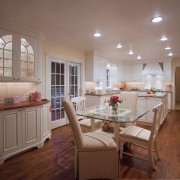 View of Remodeled dining room through to kitchen ceiling, countertop, cuisine classique, dining room, estate, floor, flooring, hardwood, home, interior design, kitchen, living room, property, real estate, room, window, wood, wood flooring, gray, brown