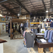 View of retail shop with interior and exterior boutique, retail, gray, black