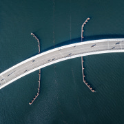 A drone's eye view of the sculptural water teal