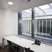 View of Britomart East project, for which Norman architecture, ceiling, daylighting, glass, house, interior design, office, table, window, gray, white