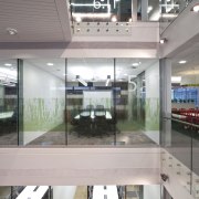 View of the Westpac head office at the glass, interior design, gray