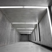 View of the Anvil Building, with angled custom architecture, black, black and white, daylighting, infrastructure, light, line, monochrome, monochrome photography, subway, gray