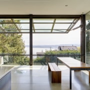 View of dining area. - View of dining architecture, condominium, daylighting, glass, house, interior design, real estate, window, gray
