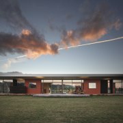 View of exterior paint option by Resene Paints. architecture, cloud, evening, facade, home, horizon, house, meteorological phenomenon, real estate, residential area, roof, sky, sunlight, gray