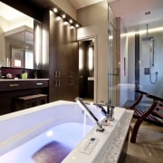 View of contemporary bathroom with dark cabinets - bathroom, estate, interior design, room